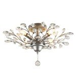 Vintage Silver Grey Crystal Chandelier Flush Mount Light
