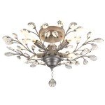 Vintage Silver Grey Crystal Chandelier Flush Mount Light