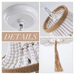 Wood Beaded Farmhouse Chandelier with Tassels