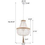 Wood Beaded Farmhouse Chandelier with Tassels