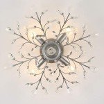 Vintage Silver Grey Crystal Chandelier Flush Mount Light