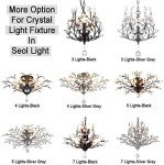 Vintage Silver Grey Crystal Chandelier Flush Mount Light