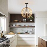 Boho Wood Bead Chandelier - 4-Light Pendant