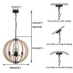 Boho Wood Bead Chandelier - 4-Light Pendant