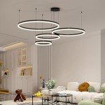 Sleek Black LED Chandelier for Dining Rooms