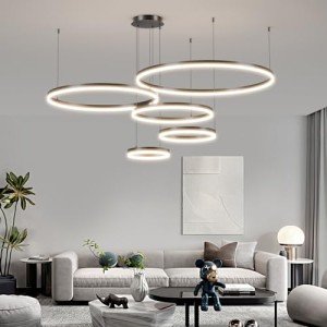 Mikeru Adjustable Dimmable 5-Ring Pendant Light