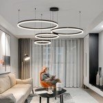 Sleek Black LED Chandelier for Dining Rooms