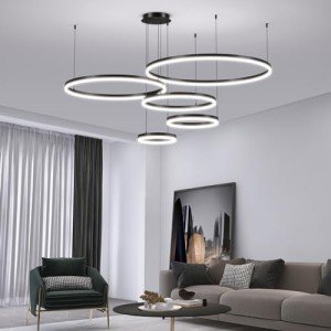 Mikeru Adjustable Dimmable 5-Ring Pendant Light