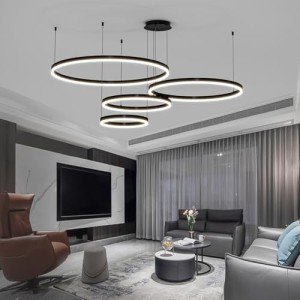 Sleek Black LED Chandelier for Dining Rooms