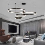 Sleek Black LED Chandelier for Dining Rooms