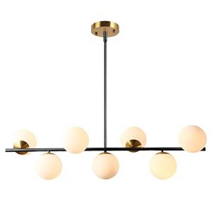 Black Linear Pendant Light with White Glass Globes