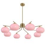 Vintage Pink Glass Sputnik Chandelier with 8 Lights