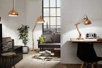 EGLO Borgillio Vintage Industrial Floor Lamp - Copper
