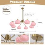 Vintage Pink Glass Sputnik Chandelier with 8 Lights