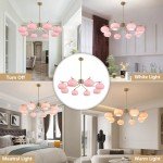Vintage Pink Glass Sputnik Chandelier with 8 Lights
