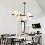 Black Linear Pendant Light with White Glass Globes