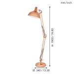 EGLO Borgillio Vintage Industrial Floor Lamp - Copper