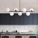 Black Linear Pendant Light with White Glass Globes