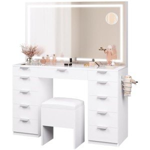 YITAHOME LED Vanity Desk and Stool Set