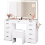 YITAHOME LED Vanity Desk and Stool Set