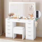 YITAHOME LED Vanity Desk and Stool Set