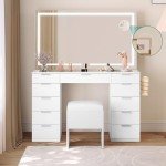 YITAHOME LED Vanity Desk and Stool Set