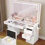 YITAHOME LED Vanity Desk and Stool Set