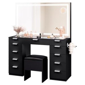 YITAHOME Adjustable LED Vanity Table & Stool Set