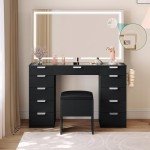 YITAHOME Adjustable LED Vanity Table & Stool Set