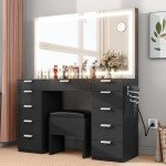 YITAHOME LED Vanity Table with Mirror and Stool