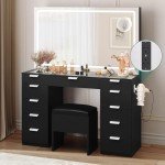 YITAHOME LED Vanity Table with Mirror and Stool