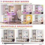 LED White Vanity Set with Mirror and Stool