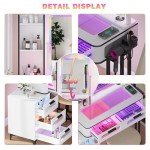 LED White Vanity Set with Mirror and Stool
