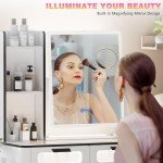 LED White Vanity Set with Mirror and Stool