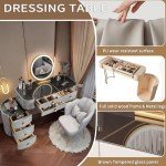 GREY Vanity Desk Set with Touch Screen Mirror