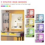 LED White Vanity Set with Mirror and Stool