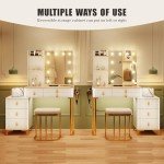 Hollywood Mirror Vanity Desk with Charging Station