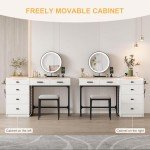 White Vanity Desk with Charging Station and Mirror