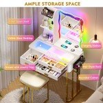 LED Makeup Vanity Table Set with Mirror and Stool