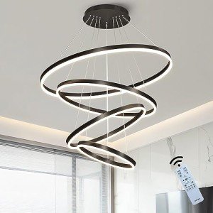 Modern Dimmable 4-Ring LED Pendant Light