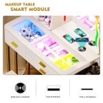 LED Makeup Vanity Table Set with Mirror and Stool