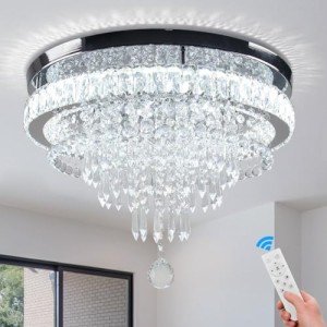 Modern 19.7'' Crystal Chandelier with Remote Control