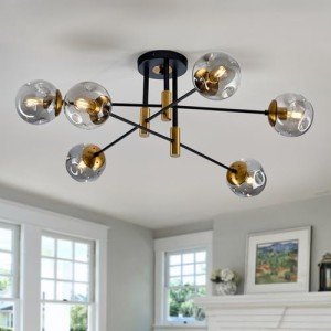 Modern 6-Light Glass Globe Sputnik Chandelier