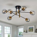 Modern 6-Light Glass Globe Sputnik Chandelier