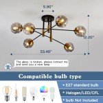 Modern 6-Light Glass Globe Sputnik Chandelier