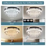 Modern 19.7'' Crystal Chandelier with Remote Control