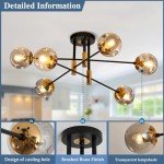 Modern 6-Light Glass Globe Sputnik Chandelier