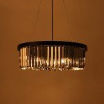 Sleek Black Crystal Chandelier with 6 Lights
