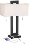 Neil Modern Rustic Table Lamp with USB Port