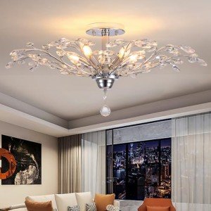 Vintage Crystal Chandelier Ceiling Light with 5 Bulbs